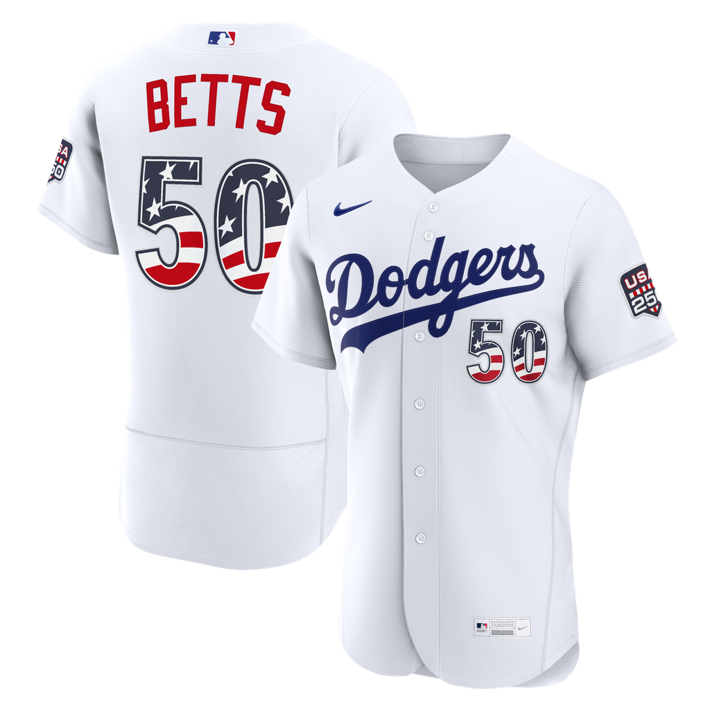 Fourth of July Los Angeles Dodgers Mookie Betts White USA 250 Authentic Jersey