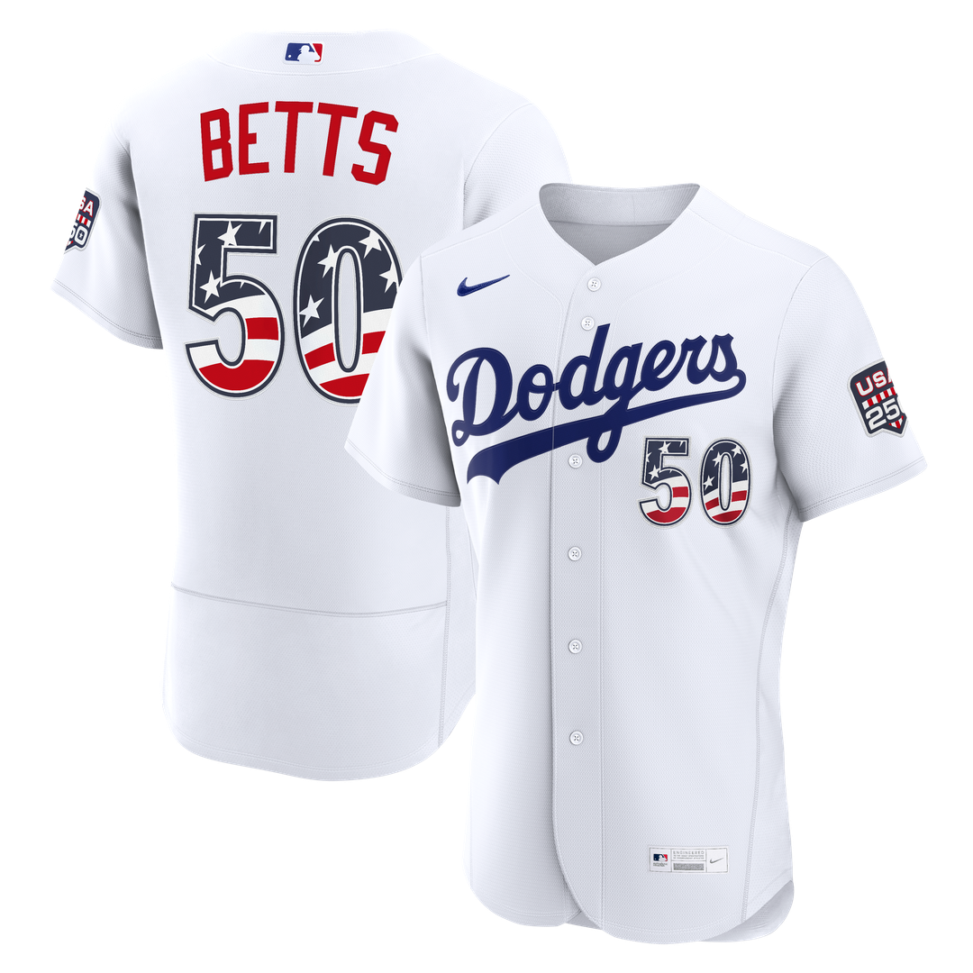 Fourth of July Los Angeles Dodgers Mookie Betts White USA 250 Authentic Jersey