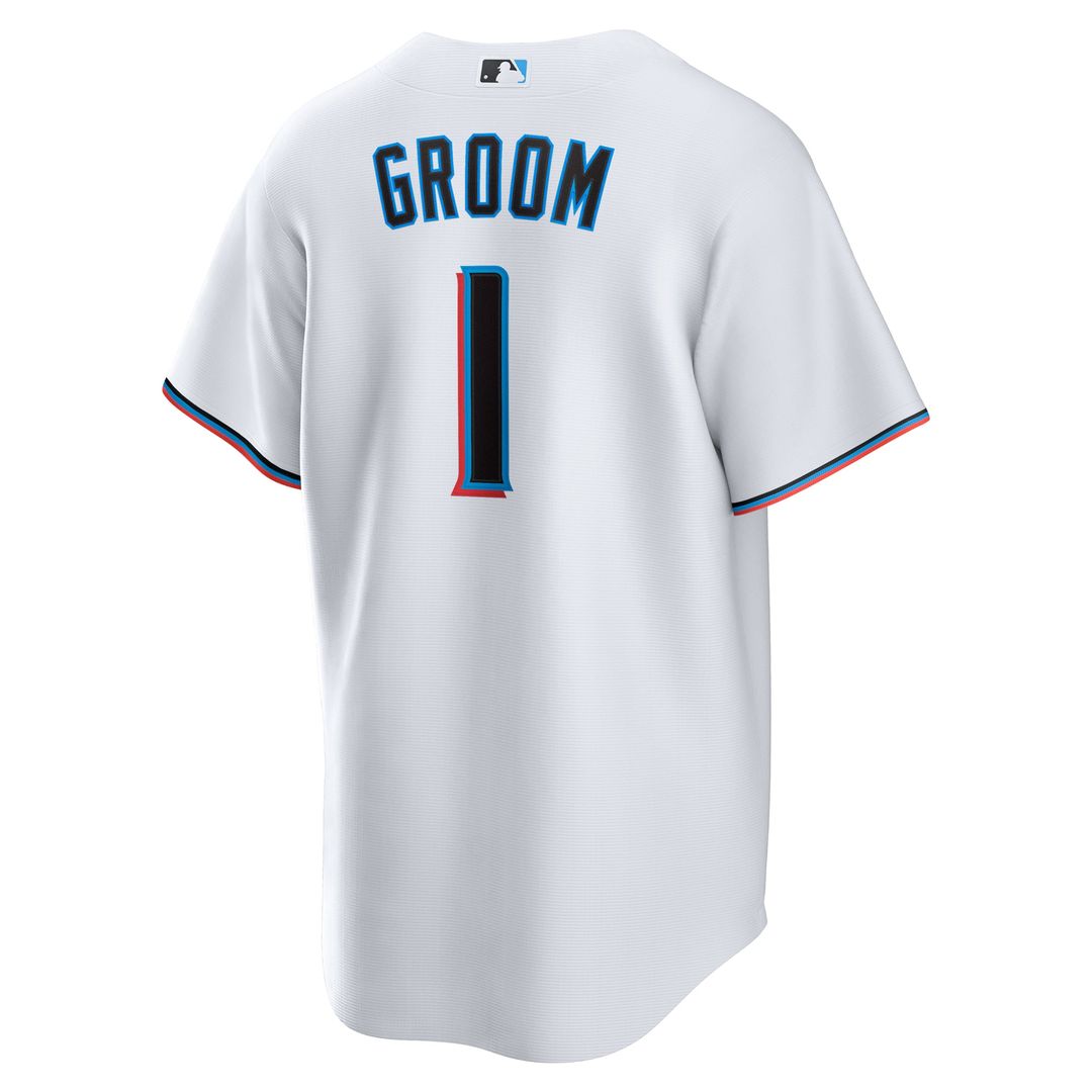 Miami Marlins #1 Groom Home Replica Jersey - White