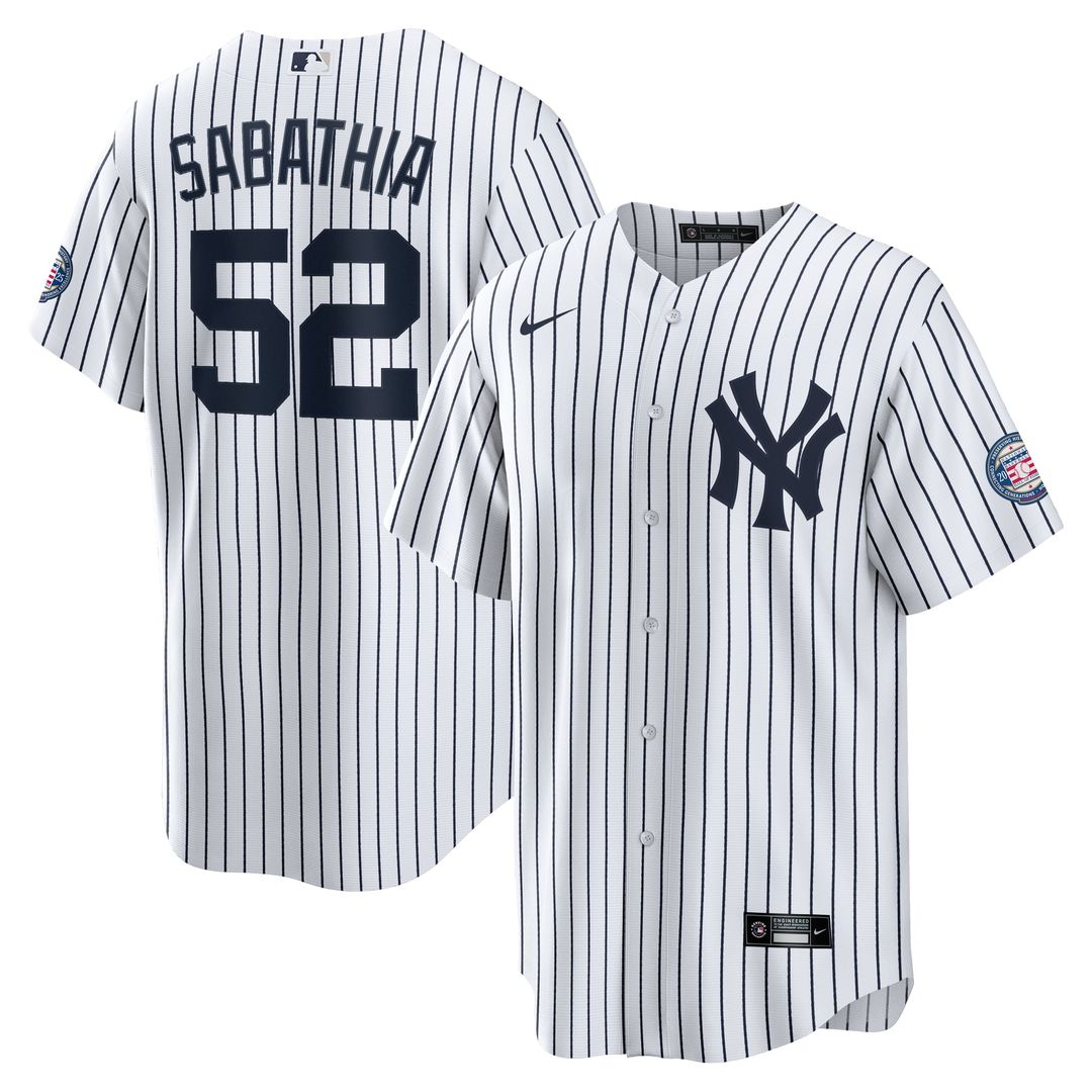 CC Sabathia New York Yankees 2025 Baseball Hall of Fame Name & Number Retired Replica Jersey - White