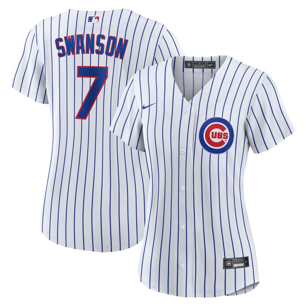 Dansby Swanson Chicago Cubs Women's Home Replica Player Jersey - White/Royal