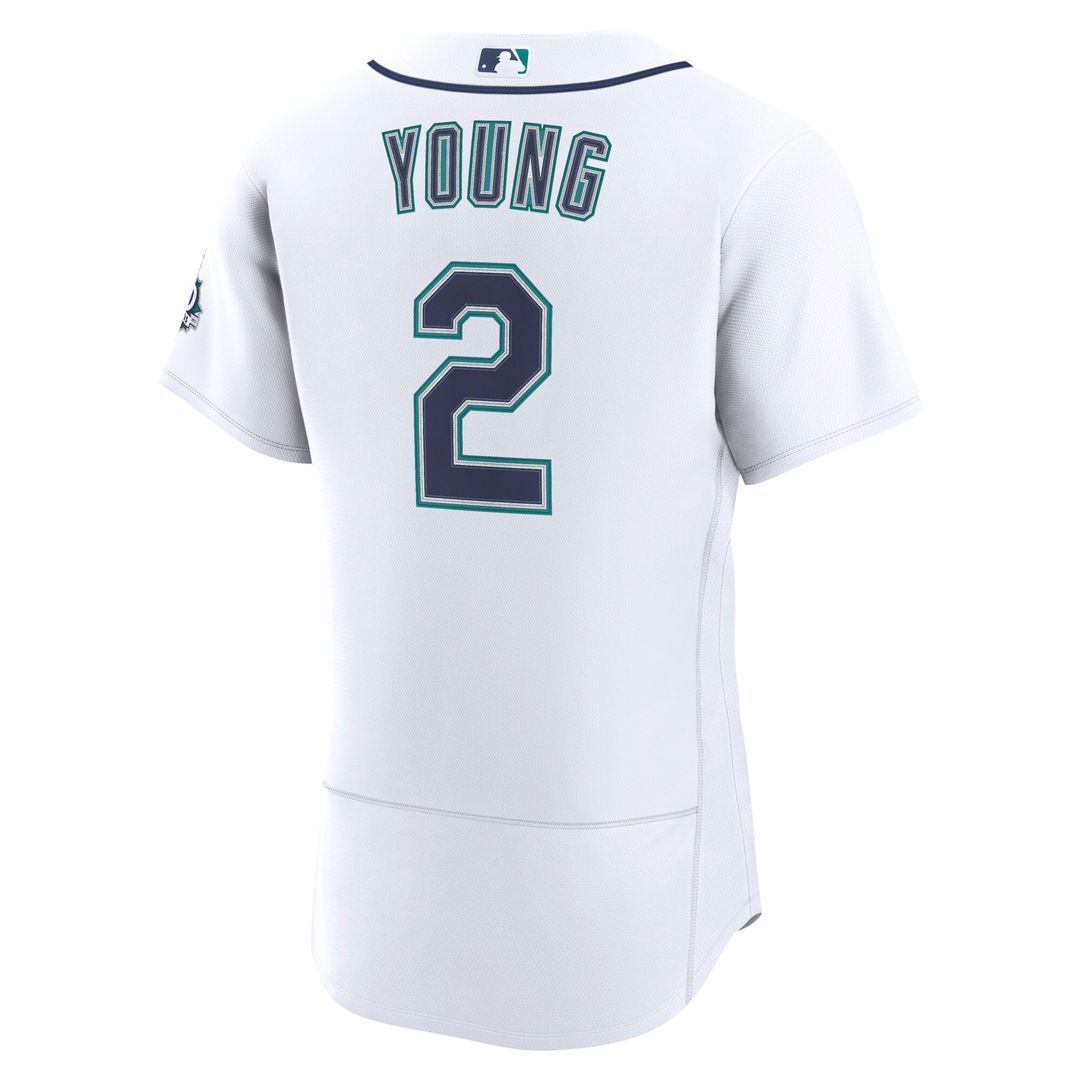 Cole Young Seattle Mariners Home 50th Season Authentic Jersey - White
