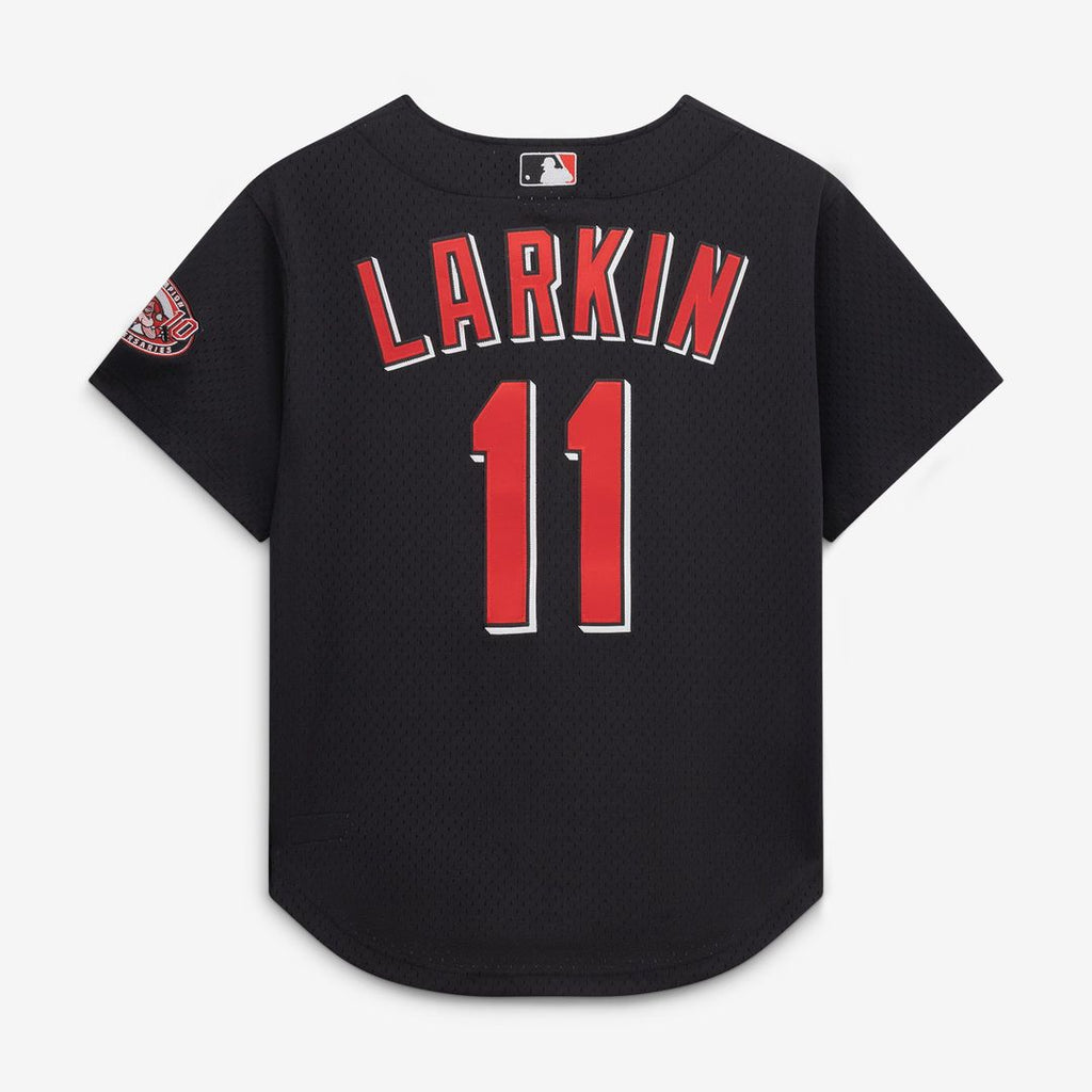 Barry Larkin Cincinnati Reds Cooperstown Collection Mesh Batting Practice Button - Up Jersey - Black