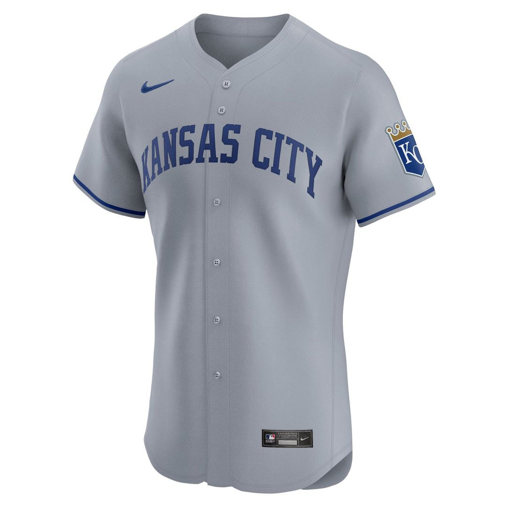 Kansas City Royals Road Vapor Premier Elite Patch Jersey - Gray