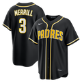 Jackson Merrill San Diego Padres Fashion Replica Black Out Jersey