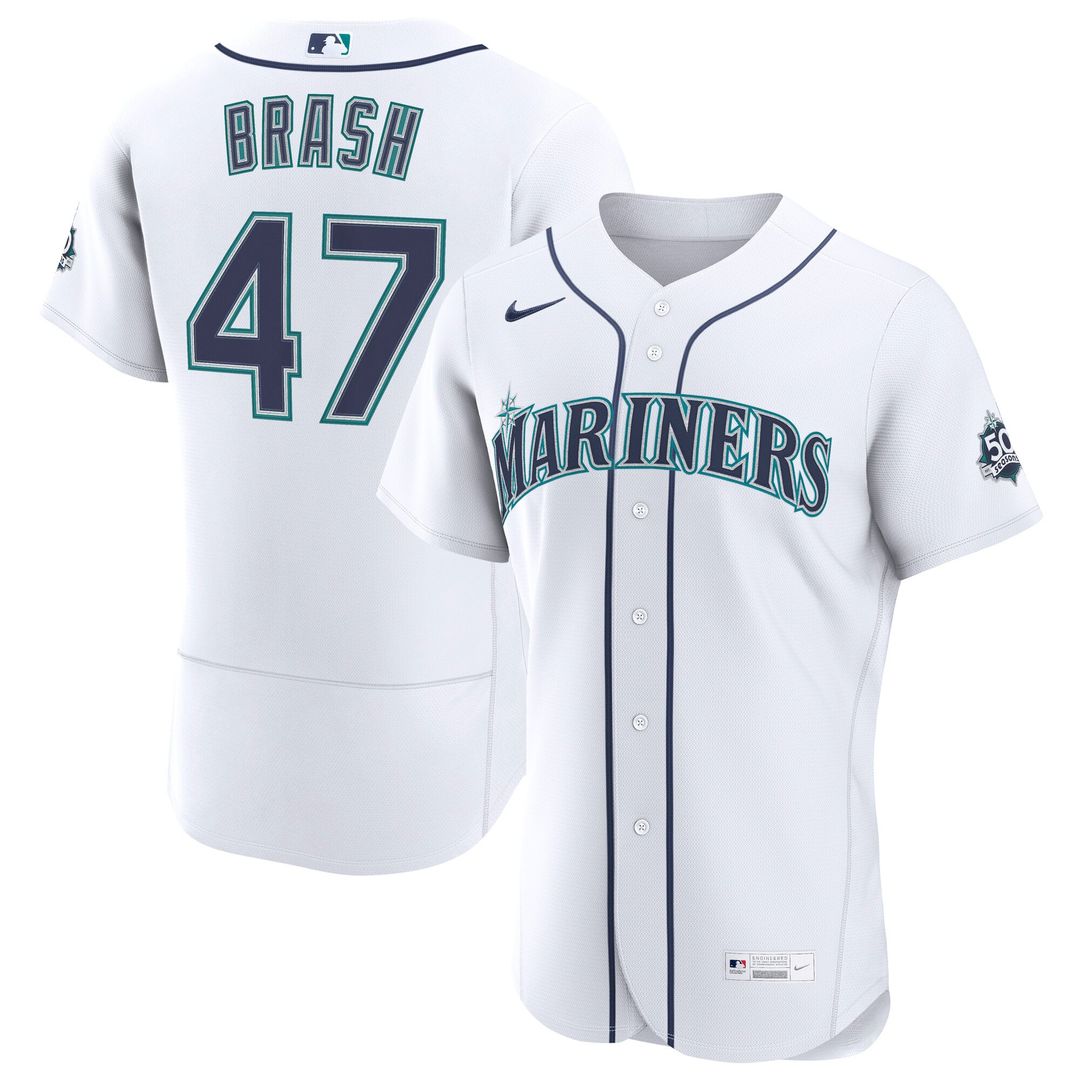 Matt Brash Seattle Mariners Home 50th Season Authentic Jersey - White