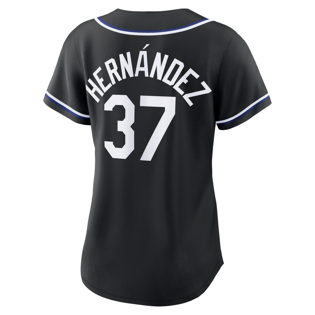 Teoscar Hernández Los Angeles Dodgers Women's Fashion Black Out Replica Jersey