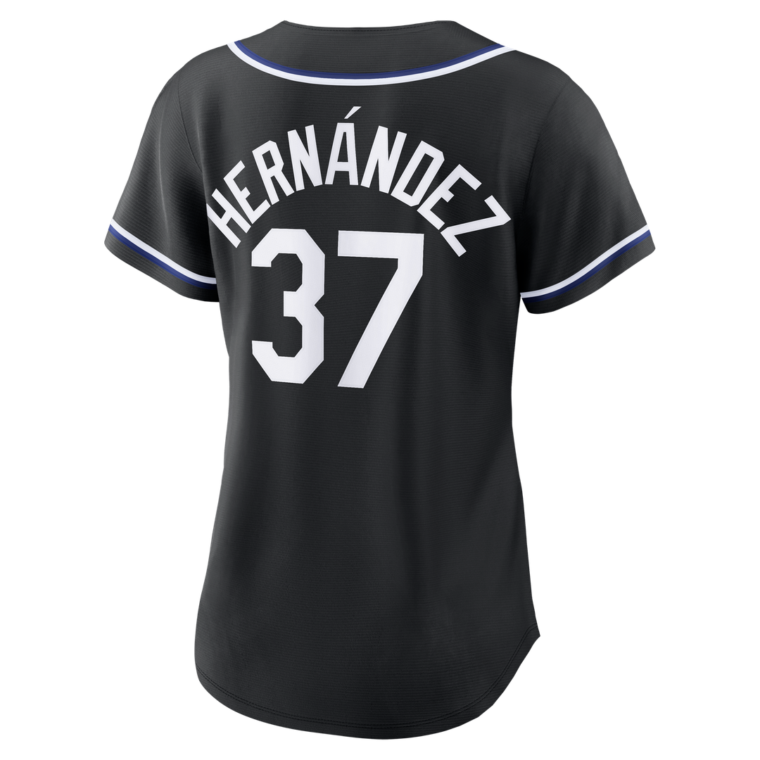 Teoscar Hernández Los Angeles Dodgers Women's Fashion Black Out Replica Jersey