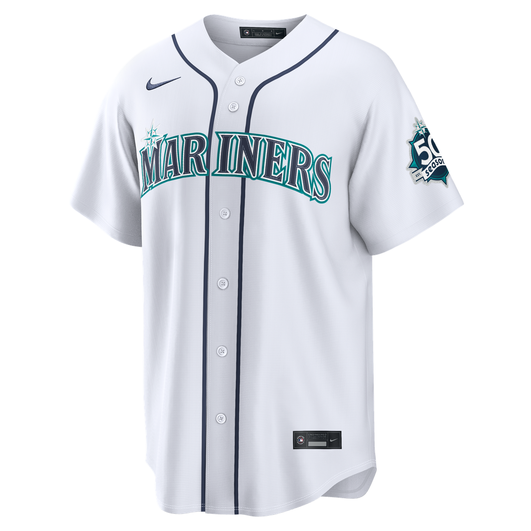 Cal Raleigh Seattle Mariners Home Stadium 50th Season Patch Jersey - White