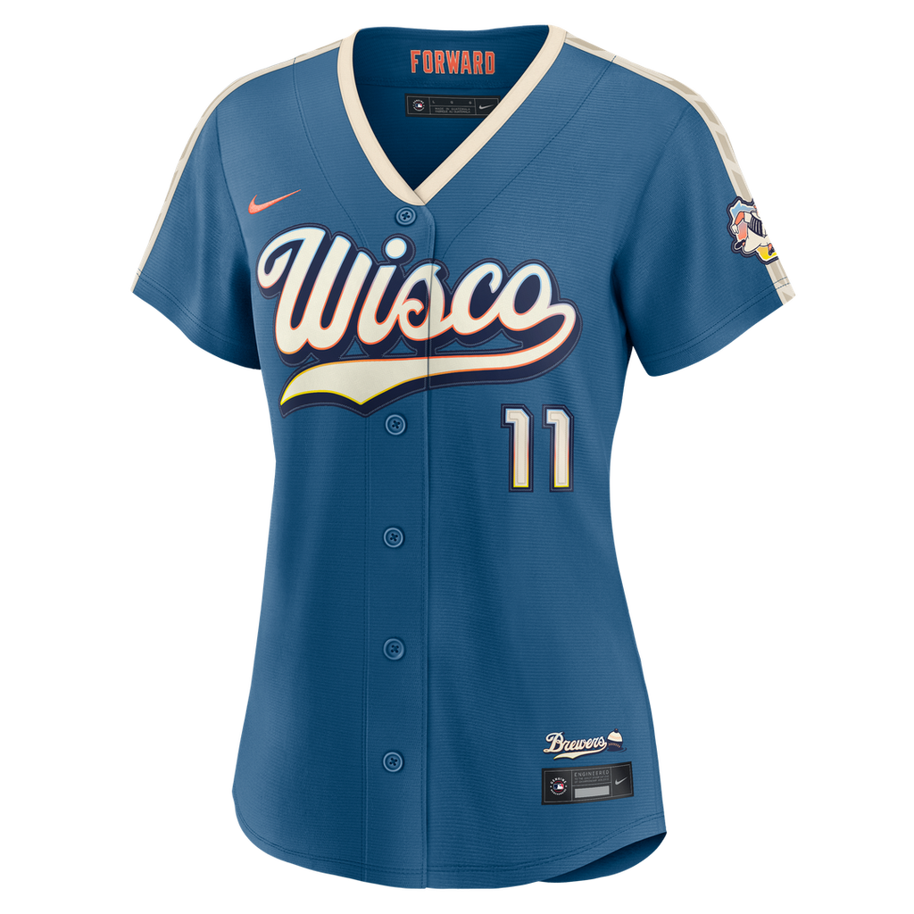 Jackson Chourio Milwaukee Brewers Women's 2026 City Connect Stadium Jersey - Mineral Blue