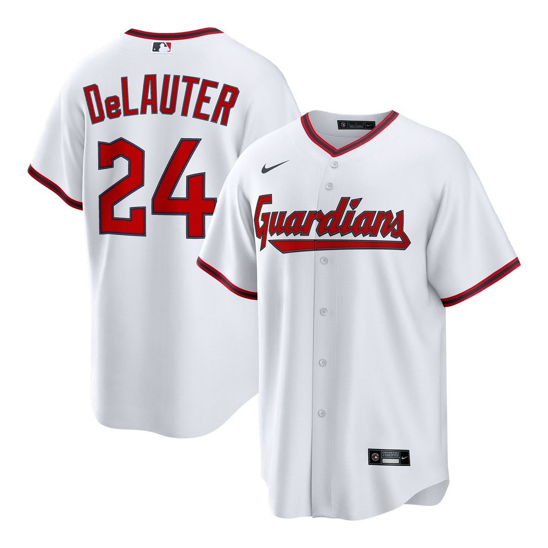 Chase DeLauter Cleveland Guardians Home Replica Jersey - White