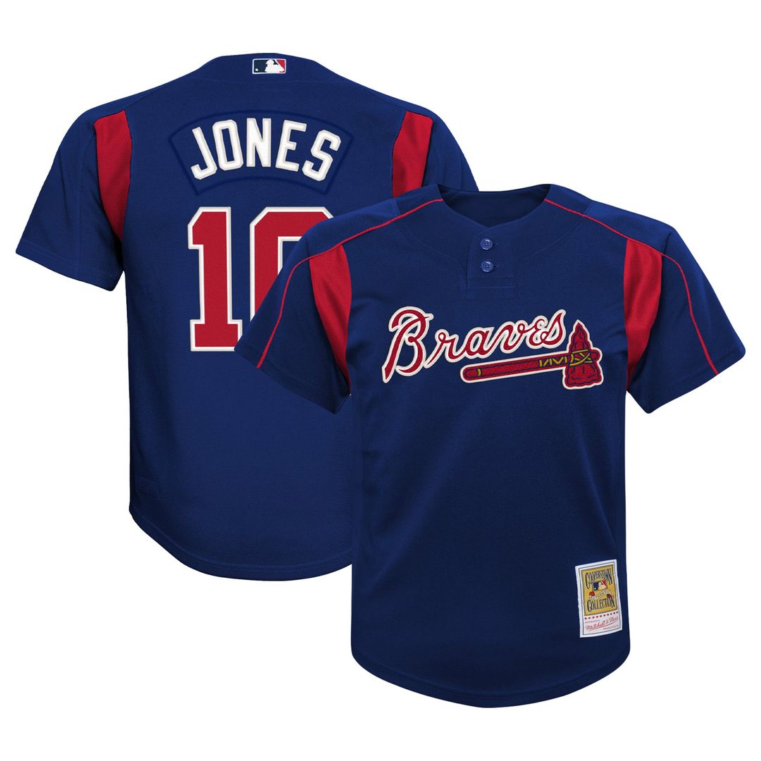 Chipper Jones Atlanta Braves Youth Cooperstown Collection Mesh Batting Practice Jersey - Navy