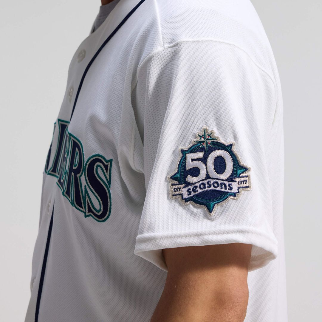 Seattle Mariners 50th Anniversary Patch Home Authentic Jersey - White