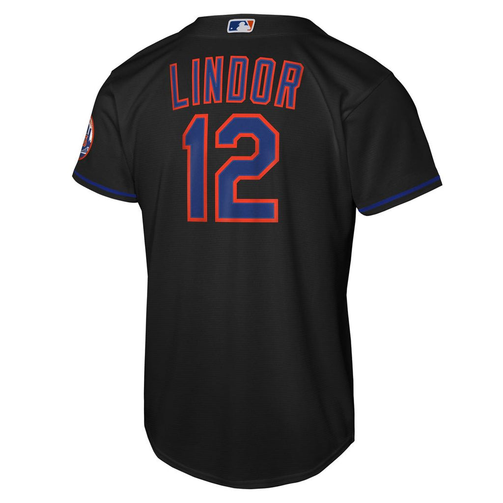 Francisco Lindor New York Mets Youth Alternate Stadium Jersey - Black