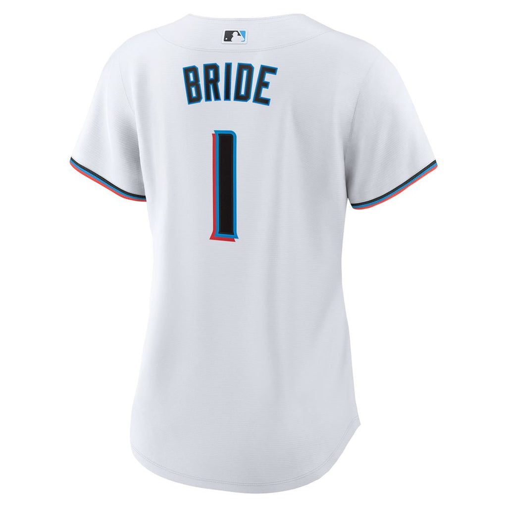 Miami Marlins Women's #1 Bride Home Replica Jersey - White