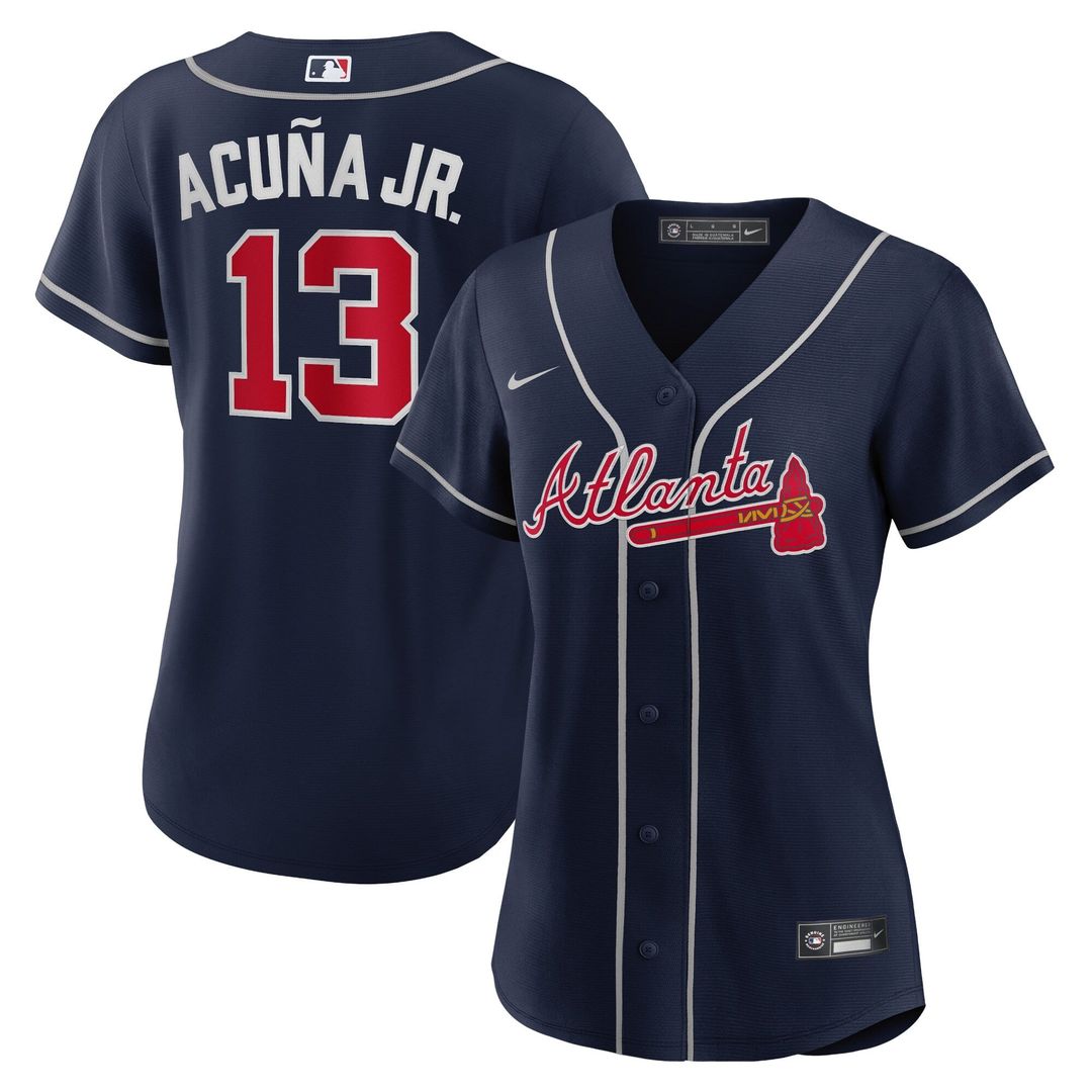 Ronald Acuña Jr. Atlanta Braves Women's Alternate Replica Player Jersey - Navy