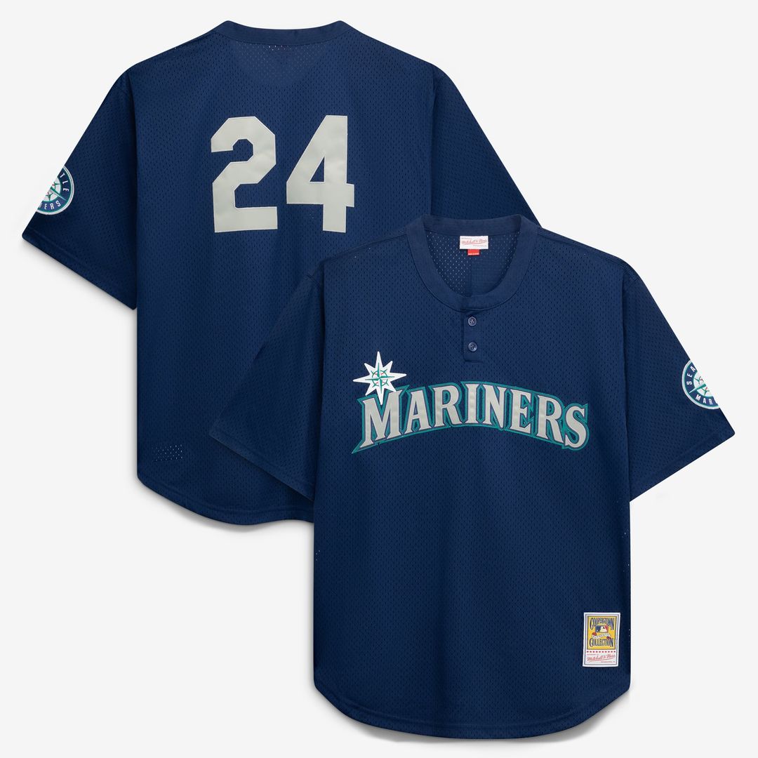 Seattle Mariners Big & Tall Cooperstown Collection Mesh Batting Practice Jersey - Navy